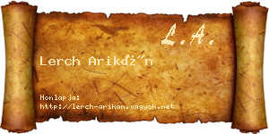 Lerch Arikán névjegykártya
